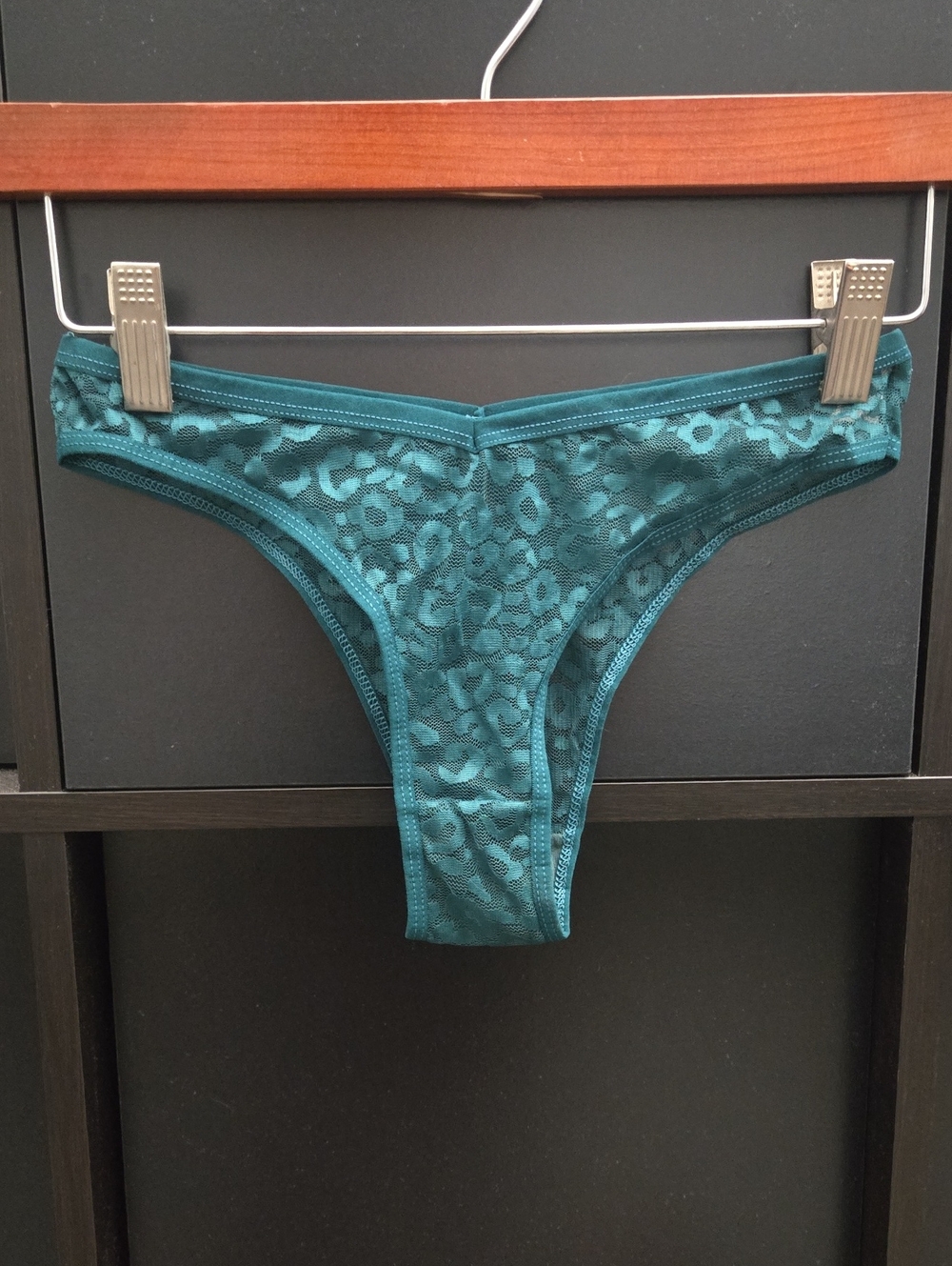 Women's Panties In Green With Leopard Lace Detailing